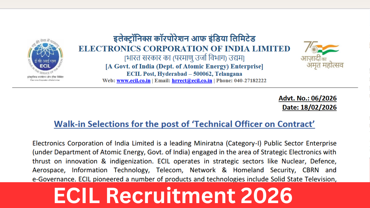 ECIL Technical Officer Recruitment 2026
