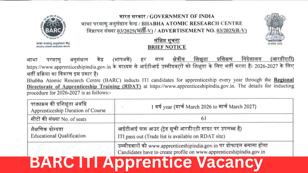 BARC ITI Apprentice Recruitment 2026