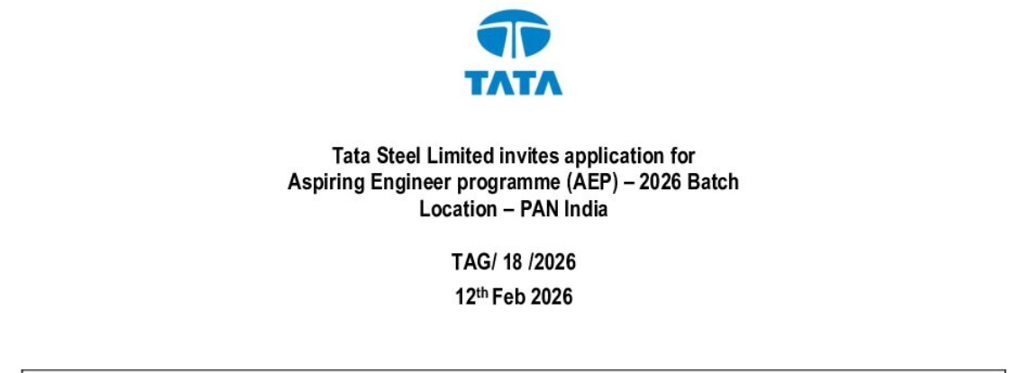 Tata Steel Aspiring Engineer Programme 2026