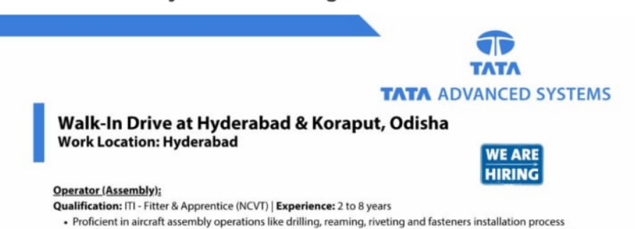 Tata Advanced Systems Walk-In Drive 2026