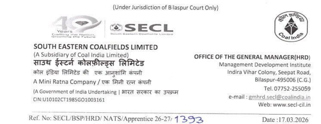 SECL Apprentice Recruitment 2026