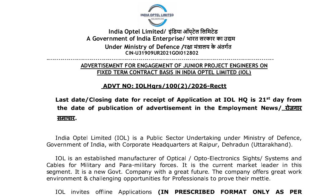 IOL Recruitment 2026