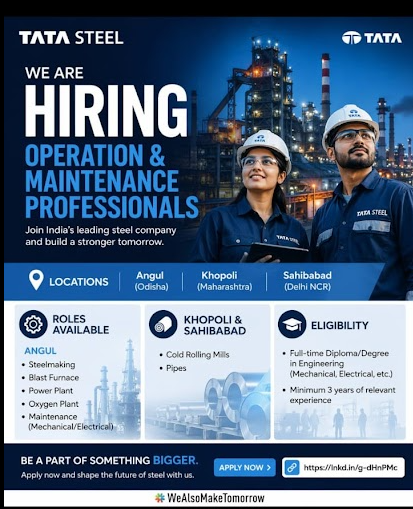 Tata Steel Operation and Maintenance Recruitment 2026