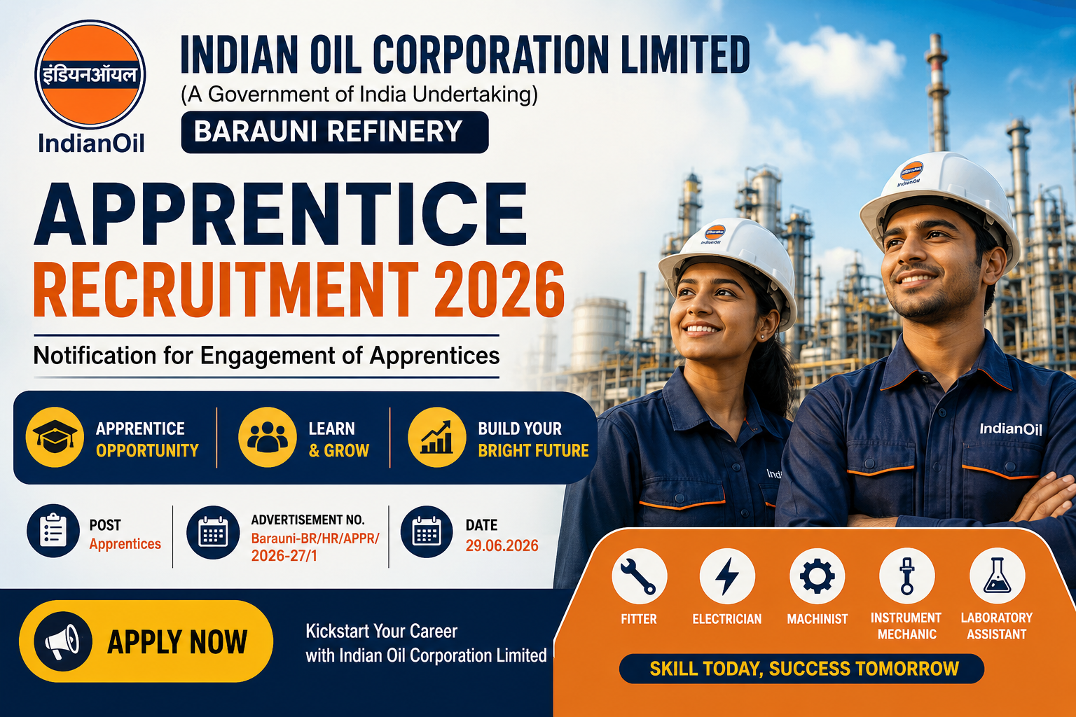 IOCL Barauni Refinery Apprentice Recruitment 2026
